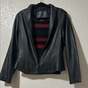 NWOT Erik Stewart Lightly Ribbed Plain & Metallic Striped Warm Top